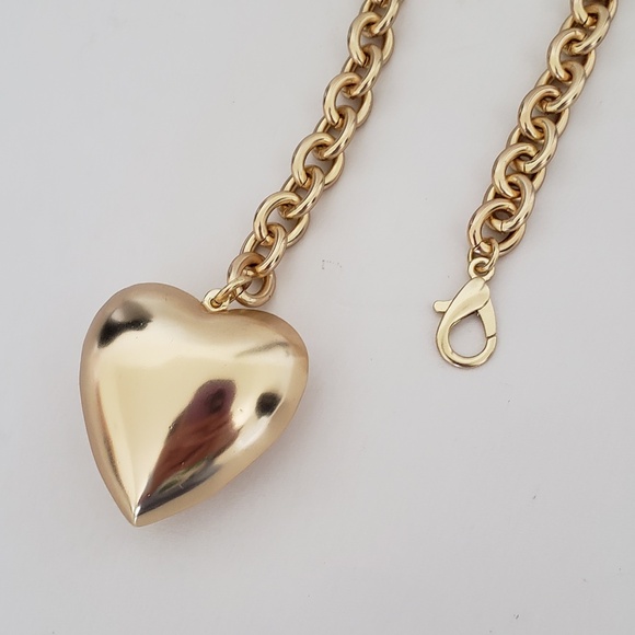 Brushed Gold Heart Pendant Long Chain Necklace 34" - Picture 5 of 5